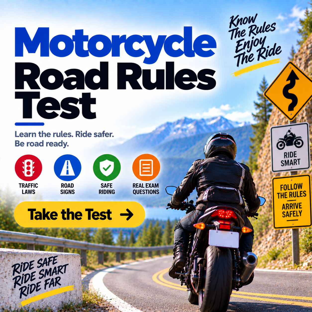 Alabama Motorcycle Road Rules Test – 20 Questions with Answers