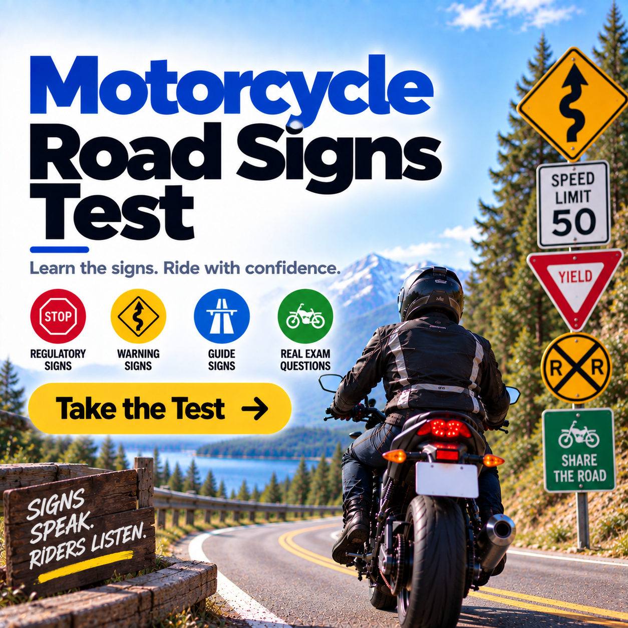 Alabama Motorcycle Road Signs Test – 20 Questions with Answers
