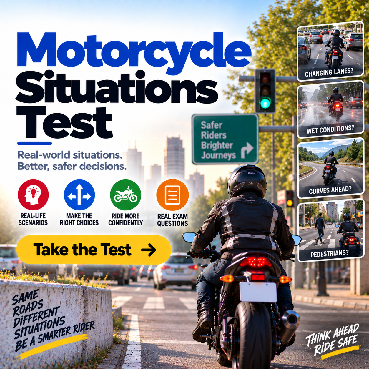 Alabama Motorcycle Situations Test – 20 Questions with Answers