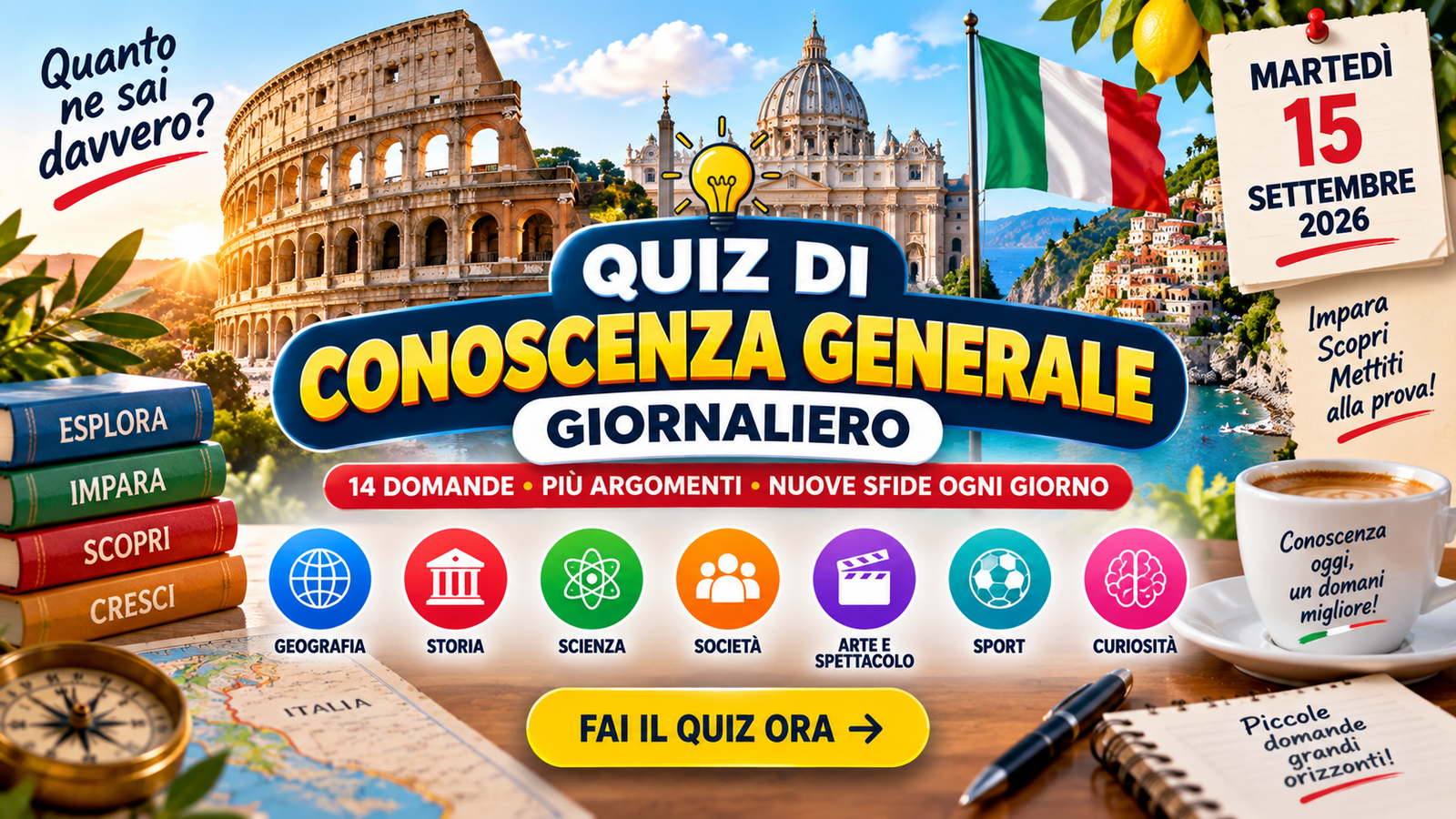 Quiz di Conoscenze Generali del Mondo 1 – 20 Domande
