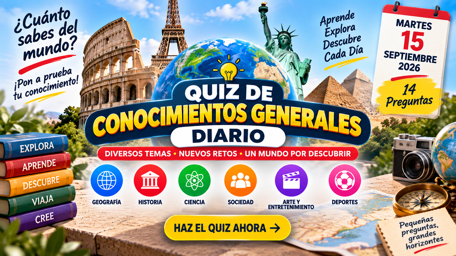 Quiz de Conocimientos Generales del Mundo 2 – 20 Preguntas