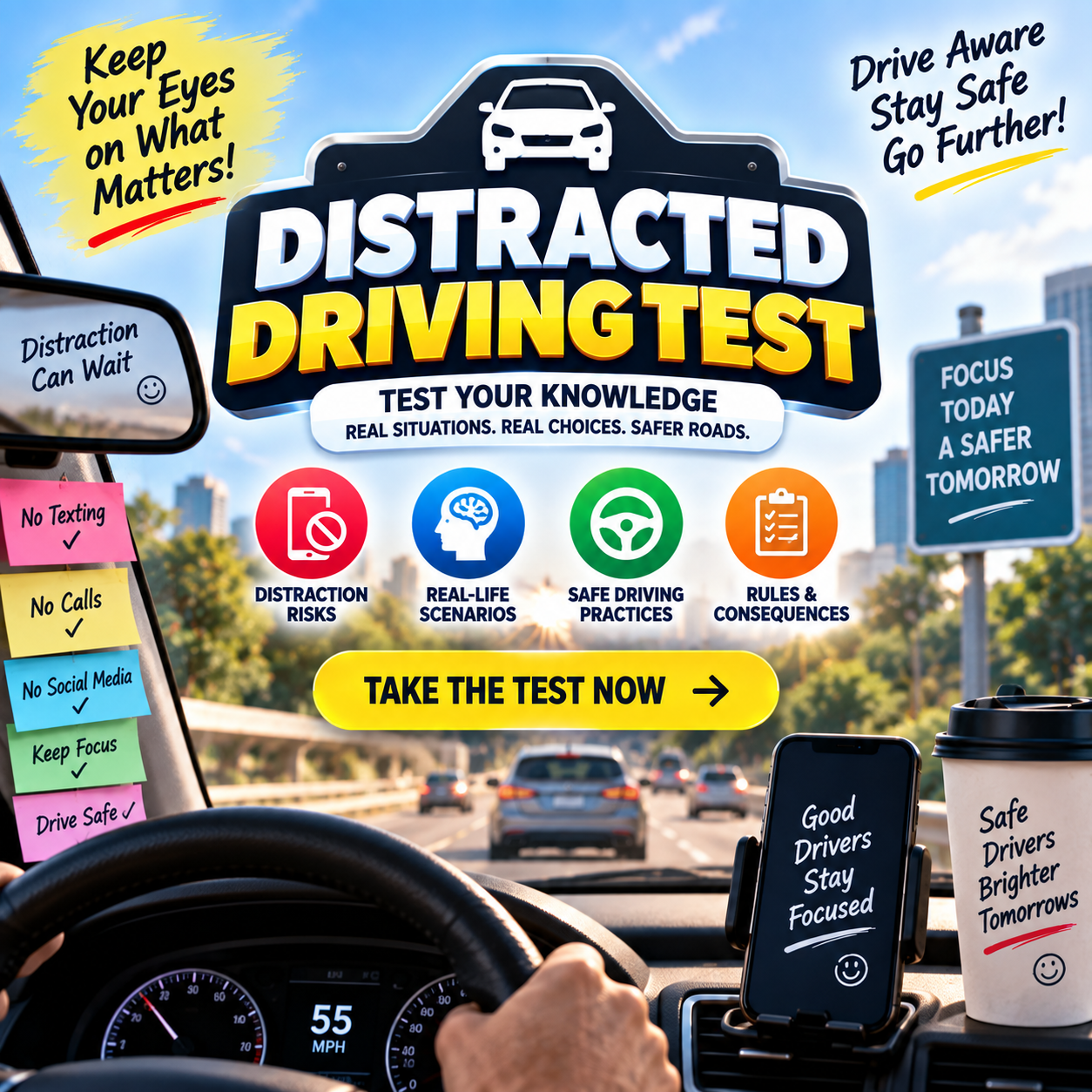 Alabama Distracted Driving Test – 20 Questions with Answers