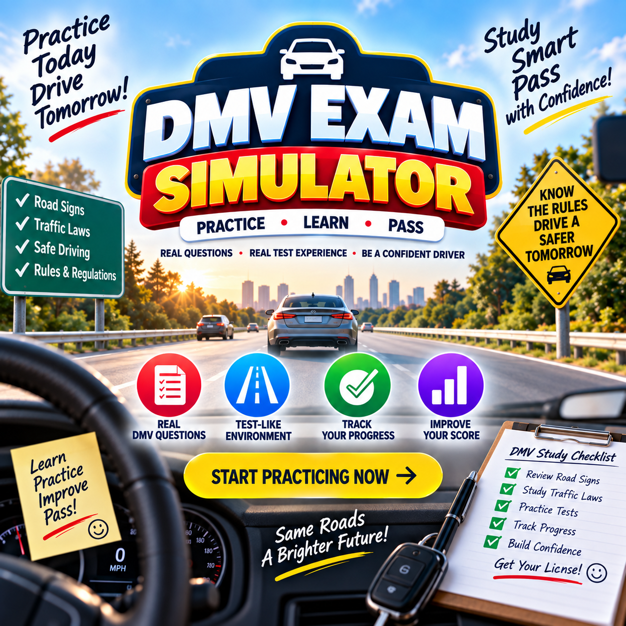 Alabama DMV Exam Simulator – 20 Questions